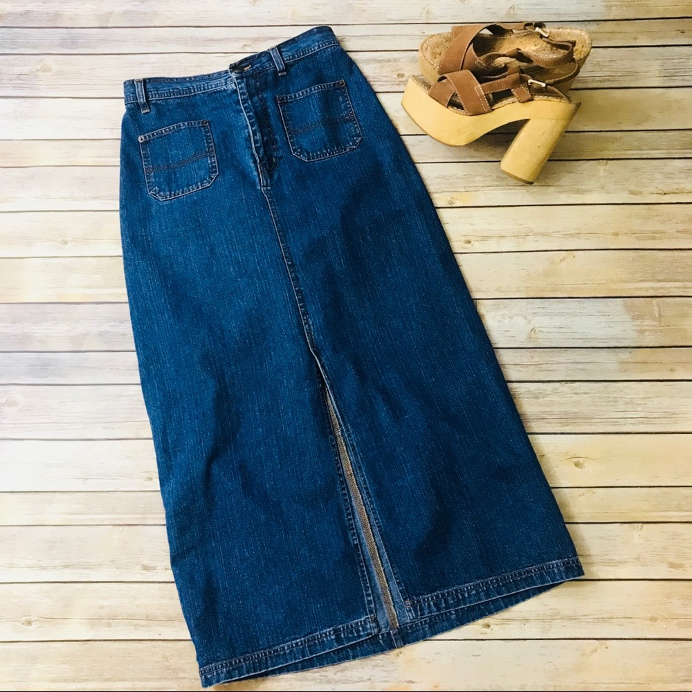 Vintage Bill Blass jeans denim long maxi skirt 8
